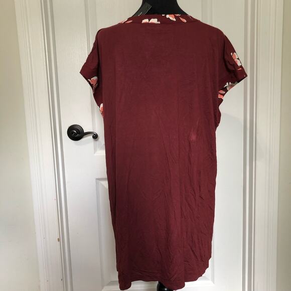 Alfani Women's Blouse Top Split Neck Short‎ Sleeve Floral Maroon Size XL NWT - Picture 6 of 8